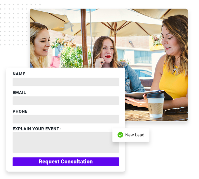 Event planner website forms